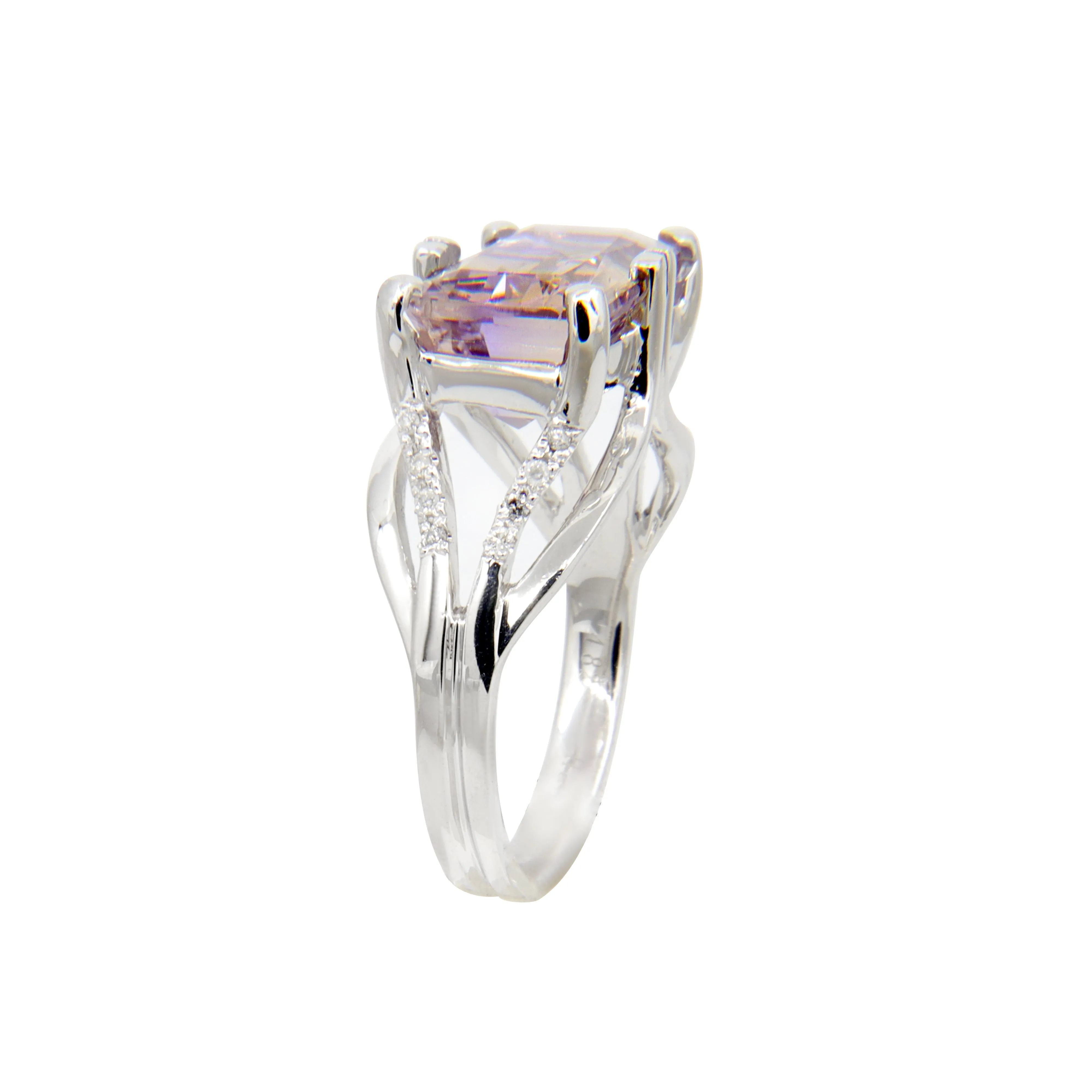 14K White Gold Amethyst and Diamond Ring - 20509644