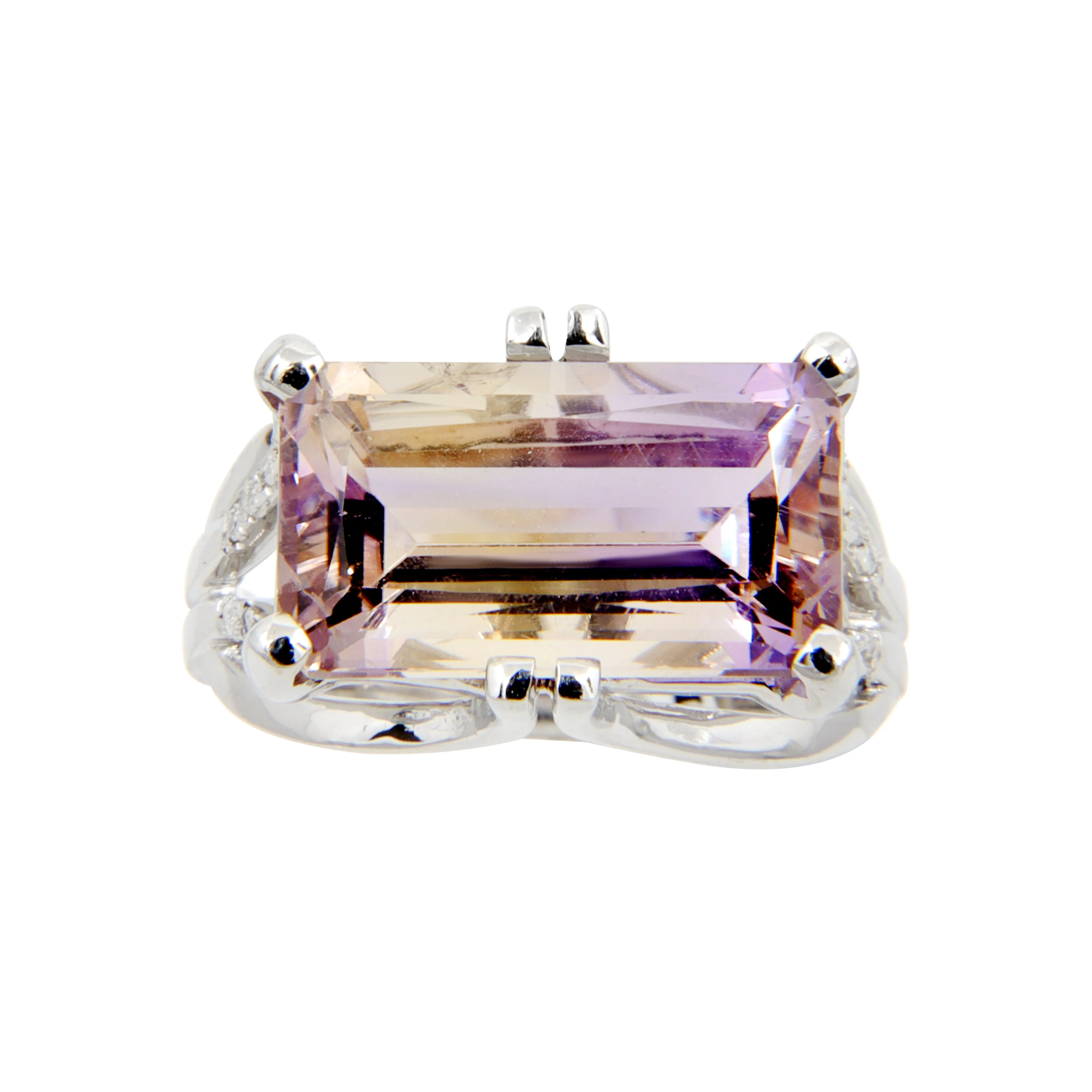 14K White Gold Amethyst and Diamond Ring - 20509644