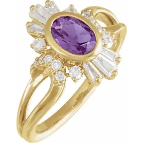 14K White Gold Natural Topaz & 1/2 CTW Natural Diamond Celestial Ring