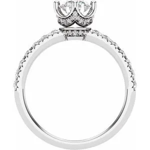 14K White Gold Round 3/8 CTW Natural Diamond Semi-Set Engagement Ring