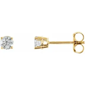 14K Yellow 3/8 CTW Natural Diamond Lightweight Basket Earring Mounting