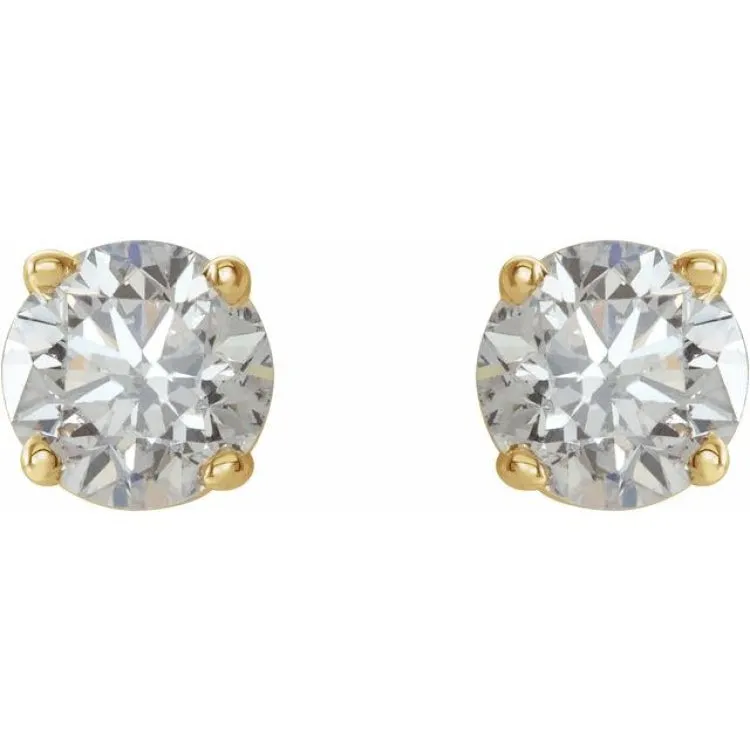 14K Yellow 3/8 CTW Natural Diamond Lightweight Basket Earring Mounting