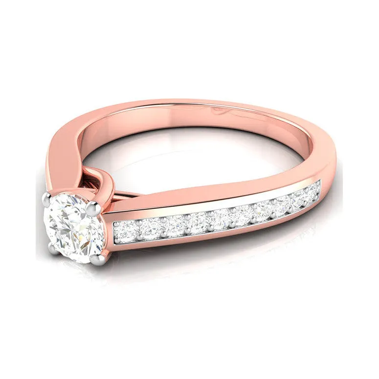 1.50-Carat Lab Grown Solitaire 18K Rose Gold Diamond Shank Ring JL AU LG G-120R-D