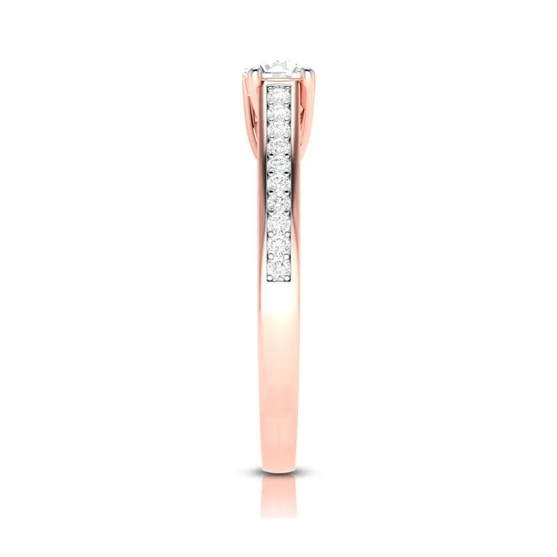 1.50-Carat Lab Grown Solitaire 18K Rose Gold Diamond Shank Ring JL AU LG G-120R-D