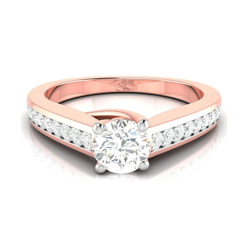 1.50-Carat Lab Grown Solitaire 18K Rose Gold Diamond Shank Ring JL AU LG G-120R-D