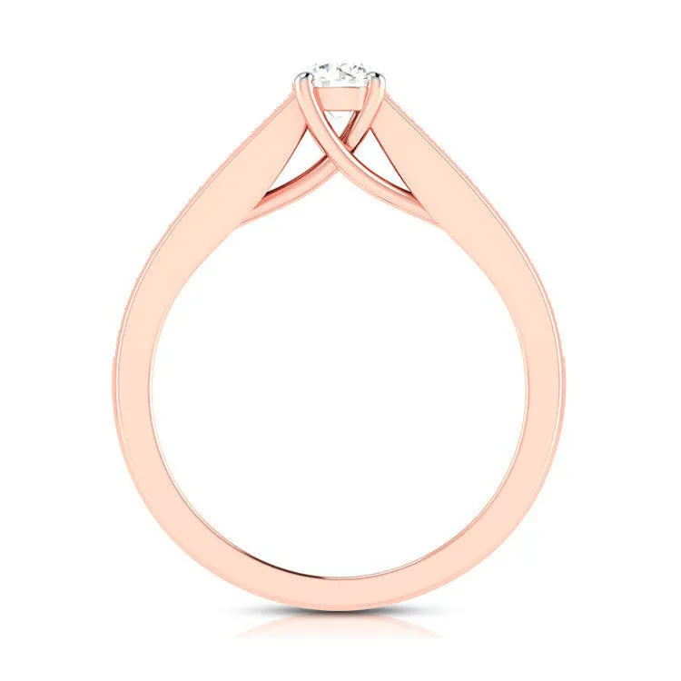 1.50-Carat Lab Grown Solitaire 18K Rose Gold Diamond Shank Ring JL AU LG G-120R-D