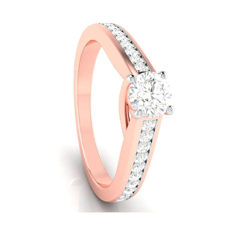 1.50-Carat Lab Grown Solitaire 18K Rose Gold Diamond Shank Ring JL AU LG G-120R-D
