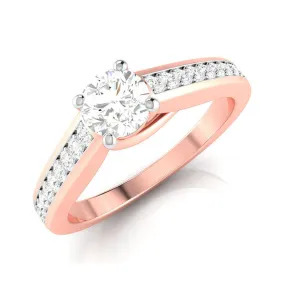 1.50-Carat Lab Grown Solitaire 18K Rose Gold Diamond Shank Ring JL AU LG G-120R-D