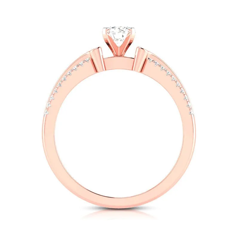 1.50-Carat Lab Grown Solitaire with 2-Row Diamond Shank 18K Rose Gold Ring JL AU LG G-116R-D