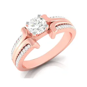 1.50-Carat Lab Grown Solitaire with 2-Row Diamond Shank 18K Rose Gold Ring JL AU LG G-116R-D