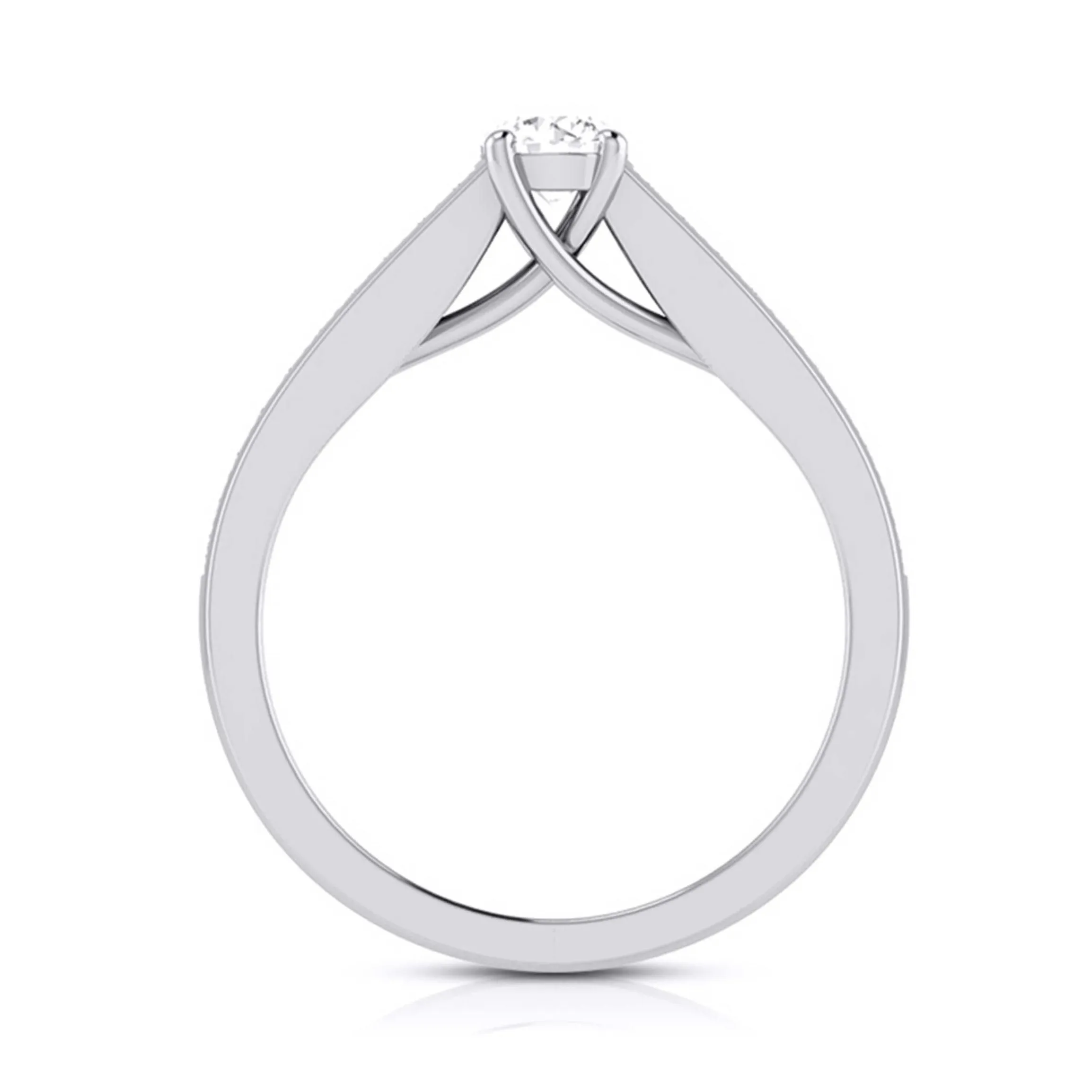1.50-Carat Raised Lab Grown Solitaire Platinum Diamond Shank Engagement Ring JL PT LG G-120-D