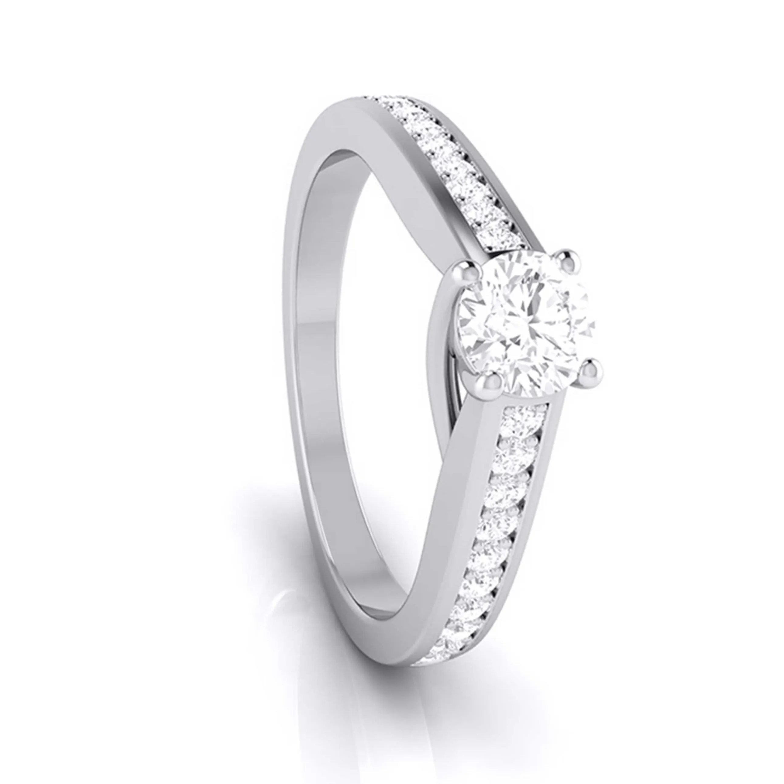 1.50-Carat Raised Lab Grown Solitaire Platinum Diamond Shank Engagement Ring JL PT LG G-120-D