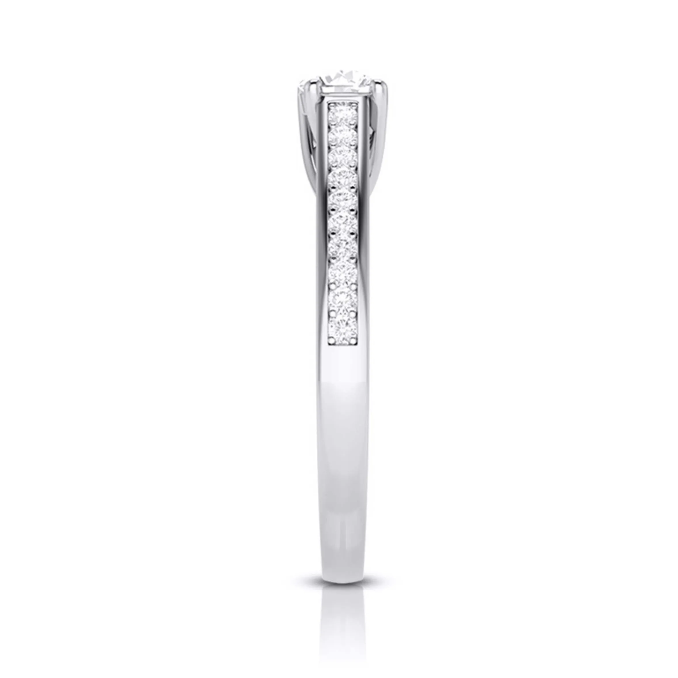 1.50-Carat Raised Lab Grown Solitaire Platinum Diamond Shank Engagement Ring JL PT LG G-120-D