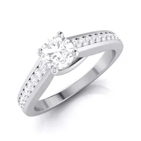 1.50-Carat Raised Lab Grown Solitaire Platinum Diamond Shank Engagement Ring JL PT LG G-120-D
