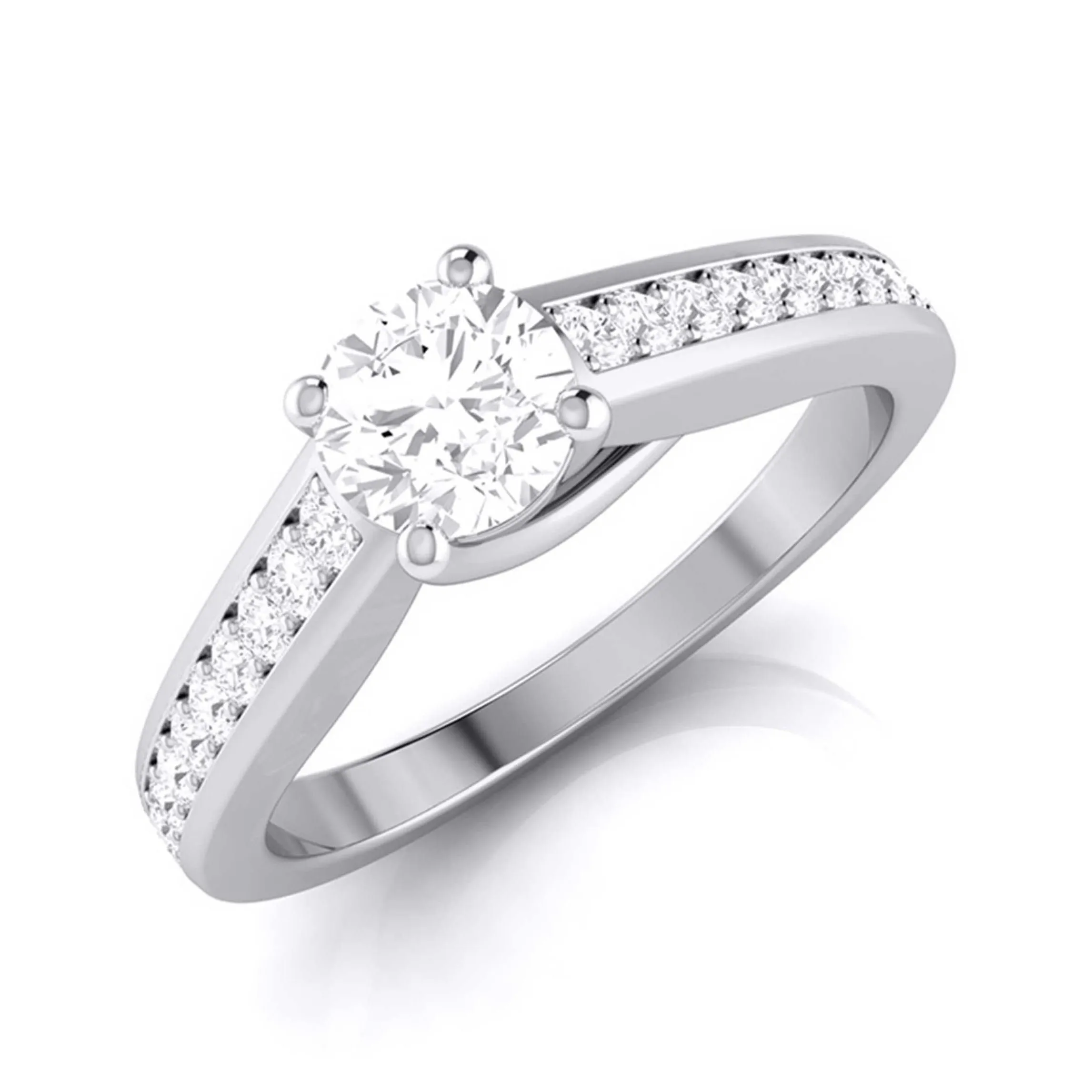 1.50-Carat Raised Lab Grown Solitaire Platinum Diamond Shank Engagement Ring JL PT LG G-120-D
