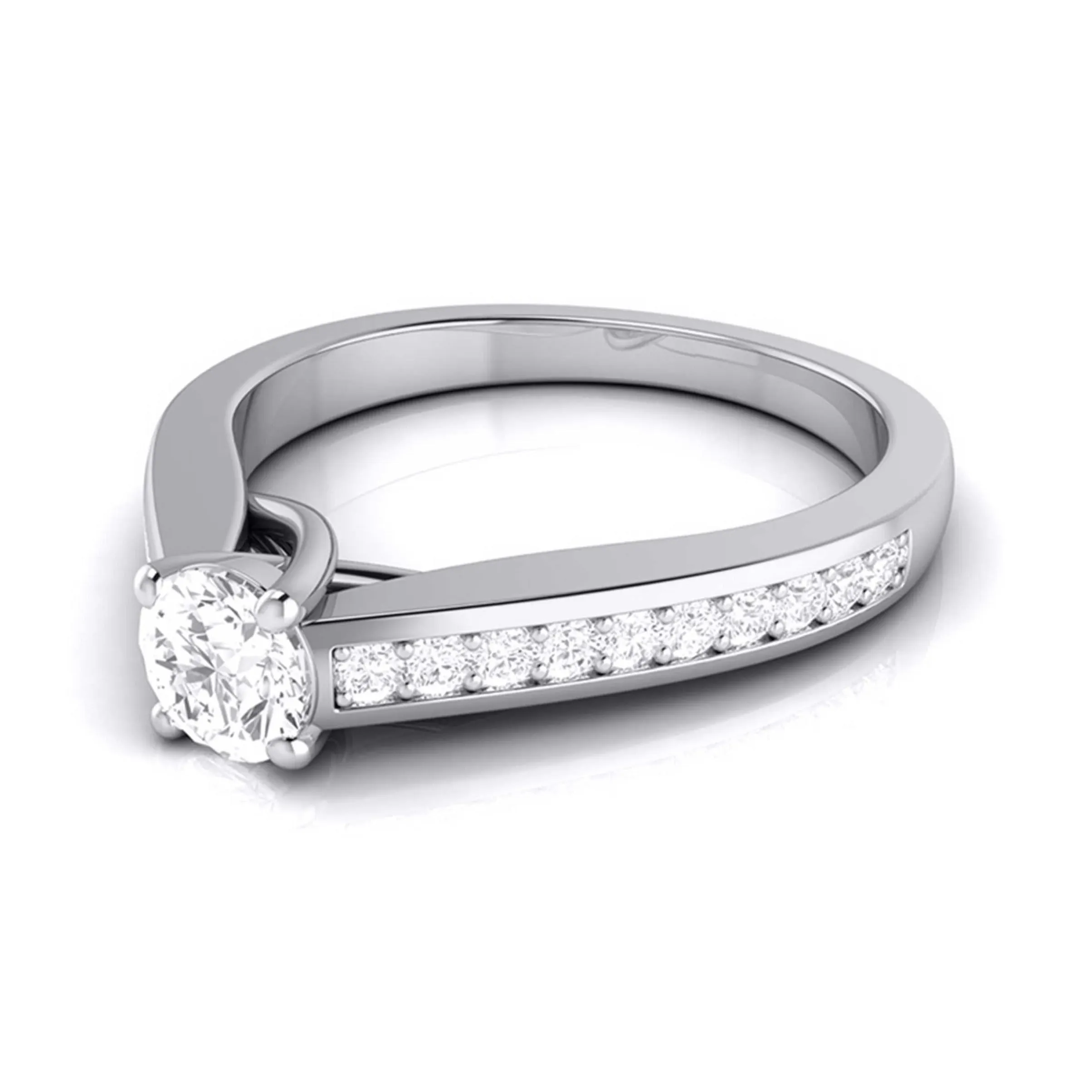 1.50-Carat Raised Lab Grown Solitaire Platinum Diamond Shank Engagement Ring JL PT LG G-120-D