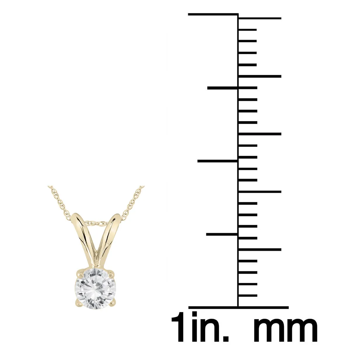 1/7 Carat Round Diamond Solitaire Pendant in 14K Yellow Gold