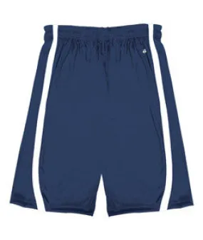 2244 Badger Youth B-Slam Reversible 6" Short With Contrast Side Panel Trim. Navy/ White