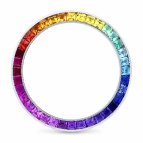3CT SYNTHETIC RAINBOW COLORED BEZEL FOR ROLEX 41MM DATEJUST 126300, 126334 18KW