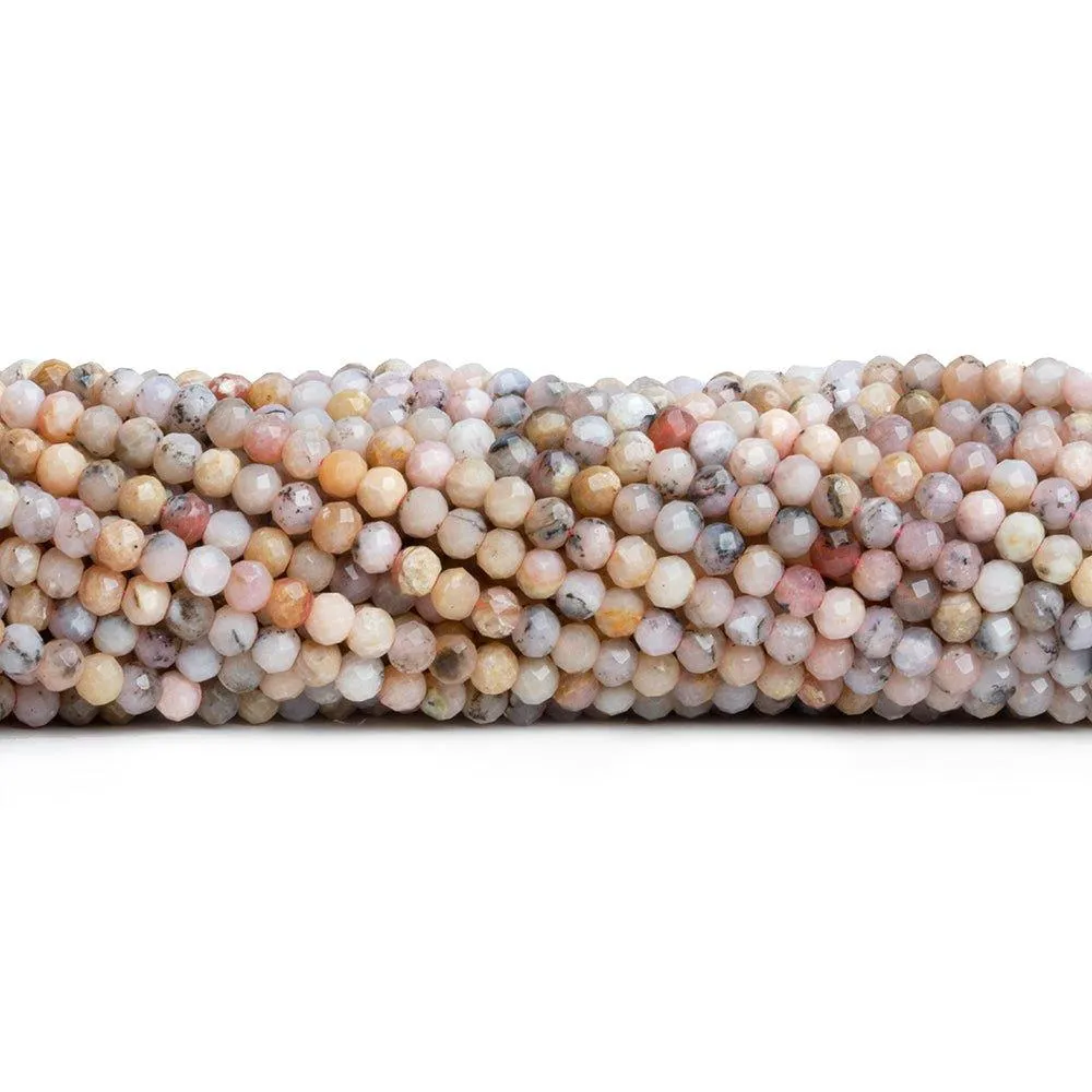 3mm Pink Peruvian Opal Microfaceted Round Beads 12 inch 120 pieces