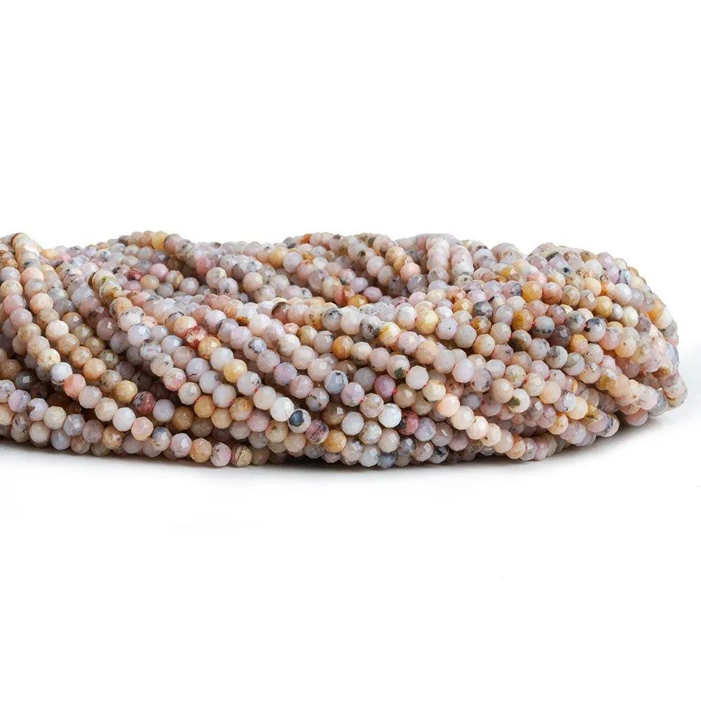 3mm Pink Peruvian Opal Microfaceted Round Beads 12 inch 120 pieces