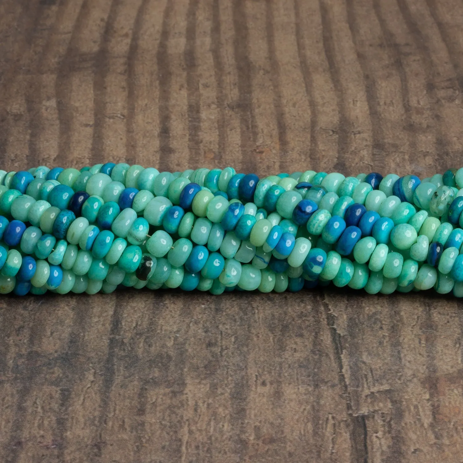 5mm Tide Pool Blue Opal Plain Rondelles 16 inch 130 beads
