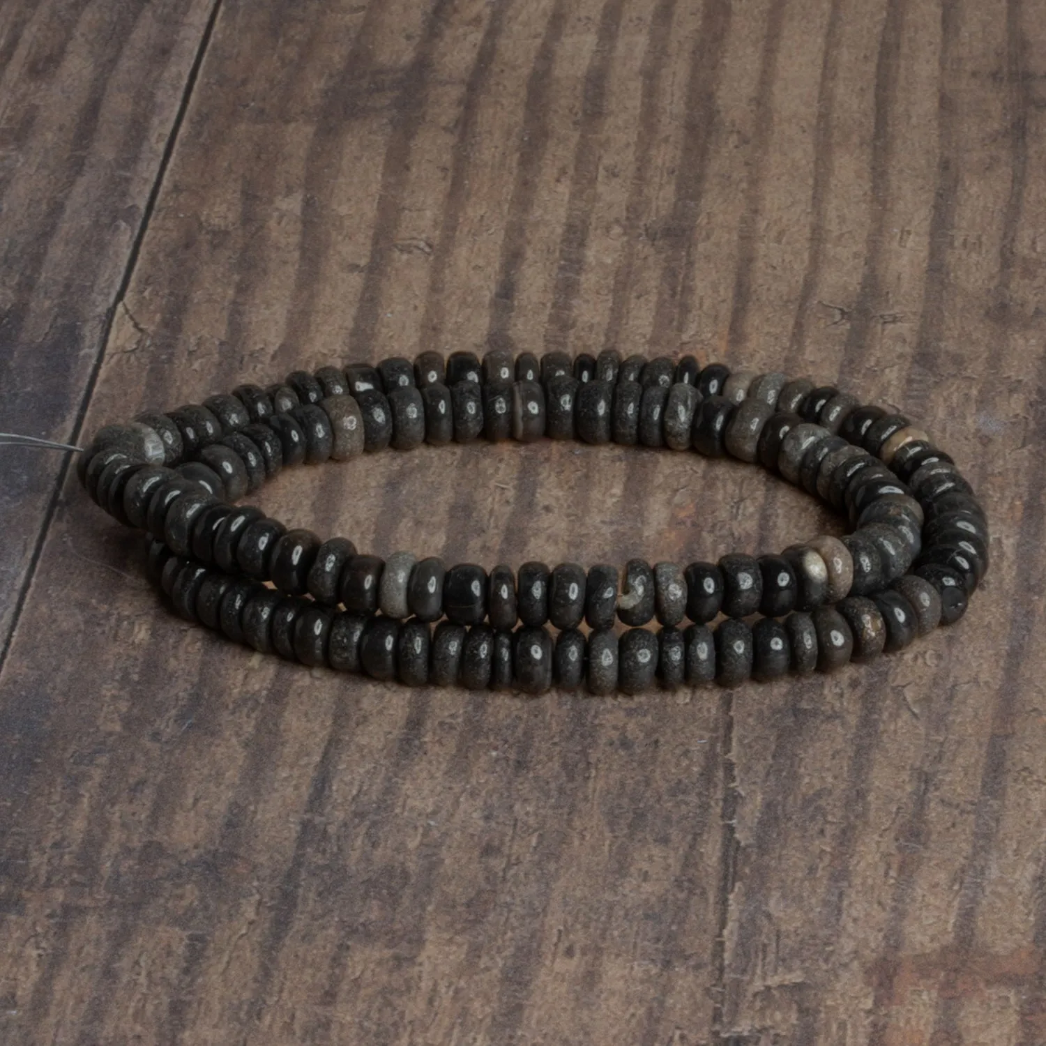 6.5mm Charcoal Gray Opal Plain Rondelles 16 inch 120 beads