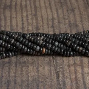 6.5mm Charcoal Gray Opal Plain Rondelles 16 inch 120 beads