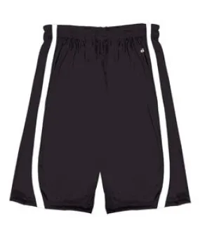 7244 Badger B-Slam Reversible Polyester Basketball 9" Shorts Black/ White