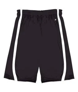 7244 Badger B-Slam Reversible Polyester Basketball 9" Shorts Black/ White