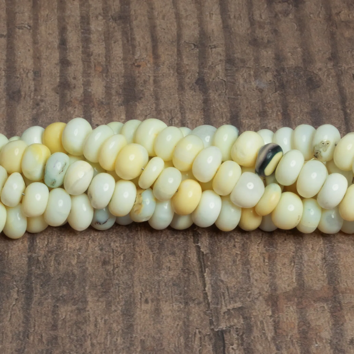 8.5mm Yellow Opal Plain Rondelles 16 inch 70 beads