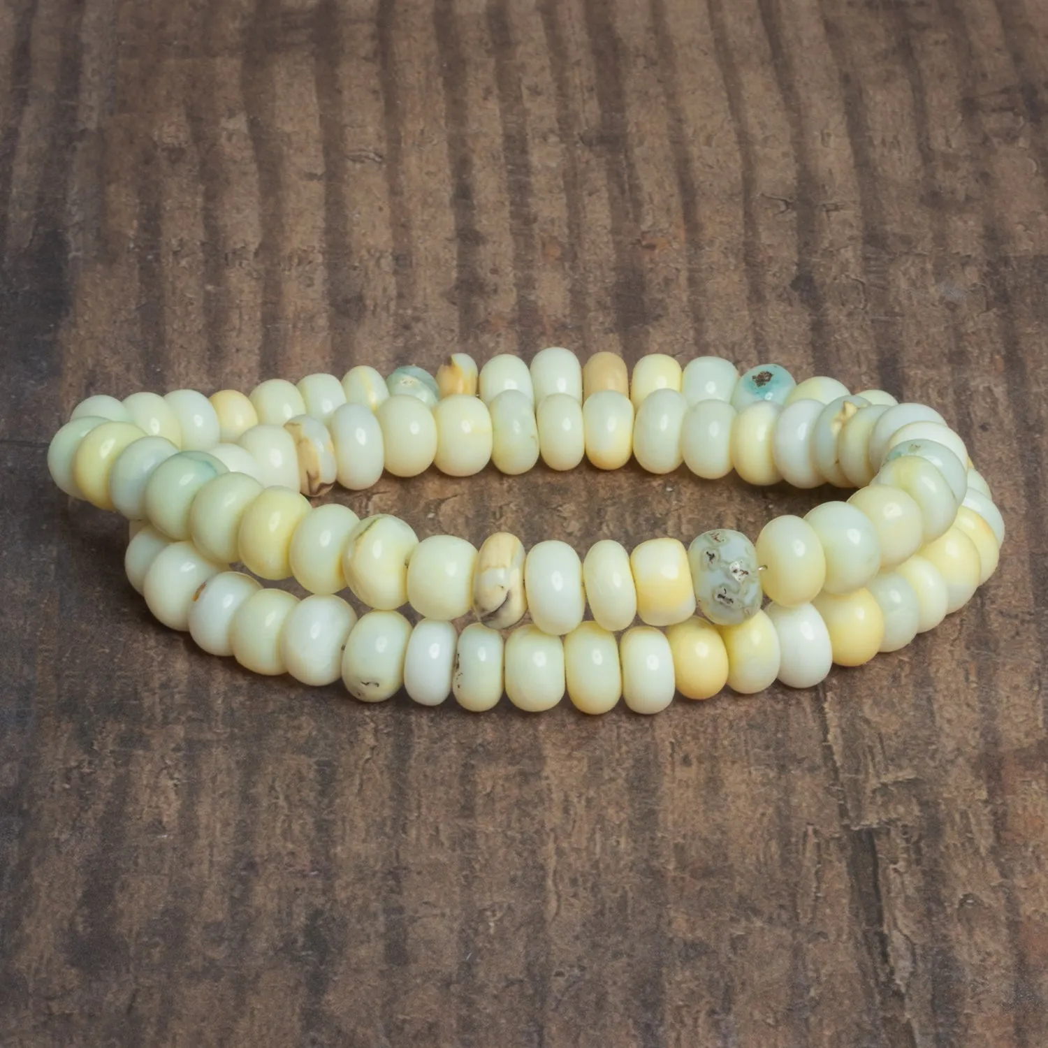 8.5mm Yellow Opal Plain Rondelles 16 inch 70 beads