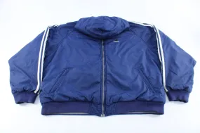 Adidas Embroidered Logo Navy Blue & White Striped Reversible Zip Up Jacket