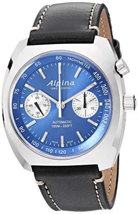 Alpina Men's Startimer Pilot Heritage Stainless Steel Swiss Automatic Aviator Watch with Leather Calfskin Strap, Blue, 22 (Model: AL-727LNN4H6)
