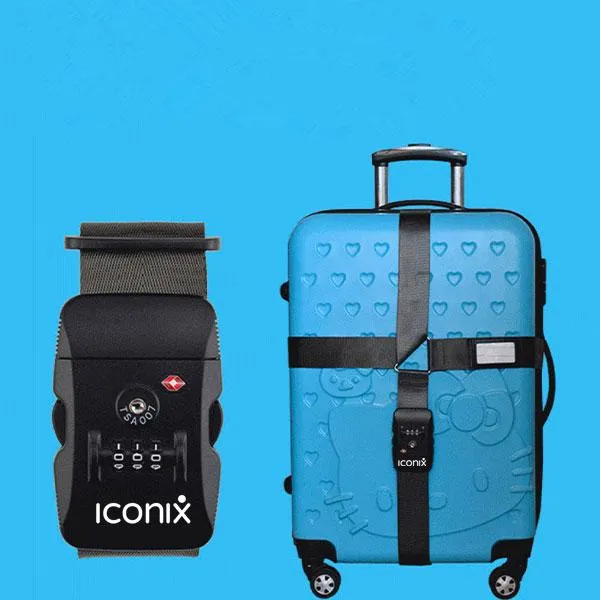 Anti-Theft Black Luggage Safety Belt with Double Lock