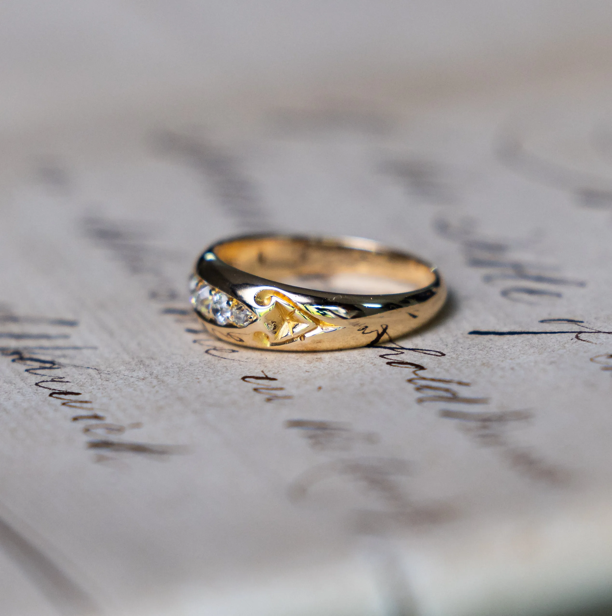 Antique, Edwardian five stone diamond engagement ring