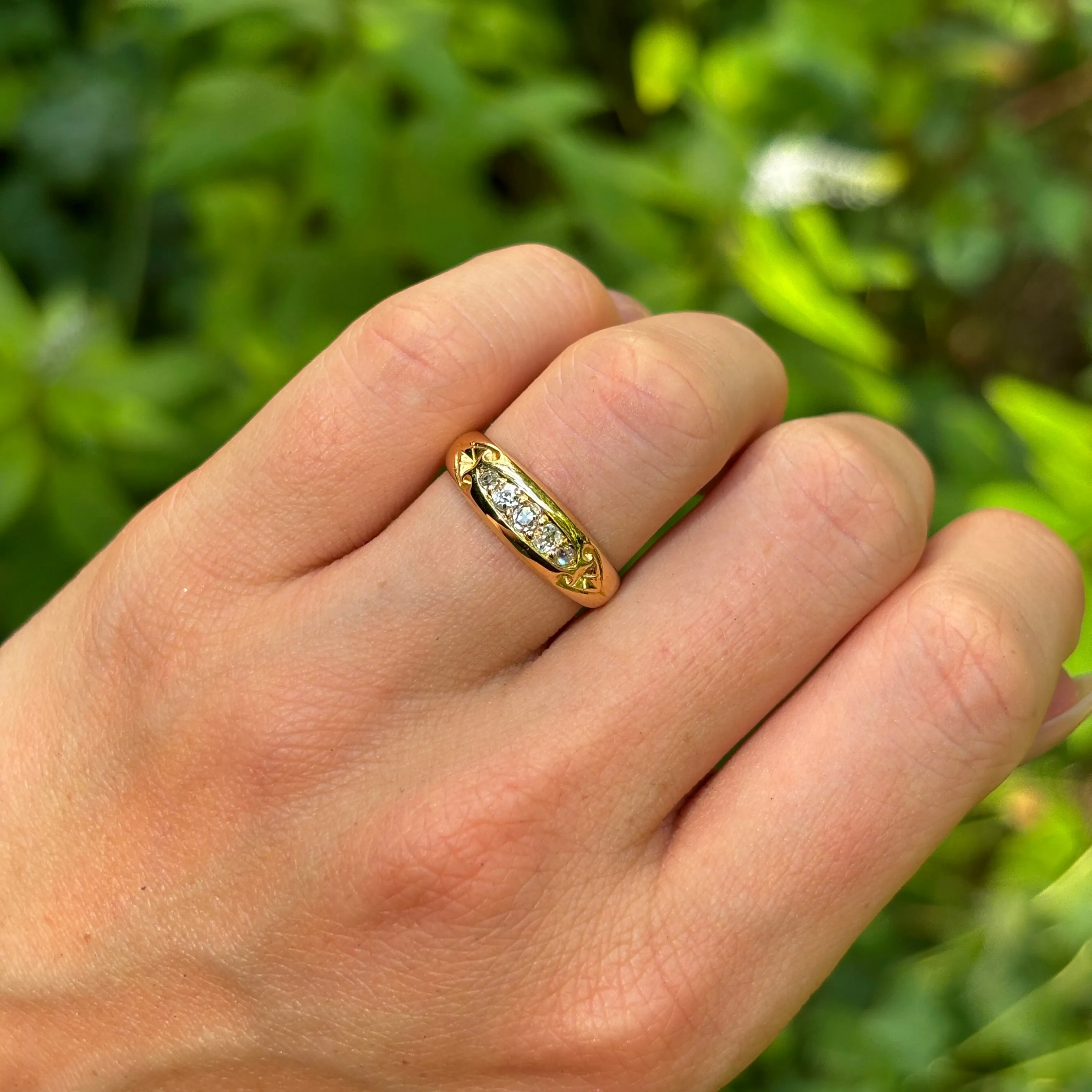 Antique, Edwardian five stone diamond engagement ring