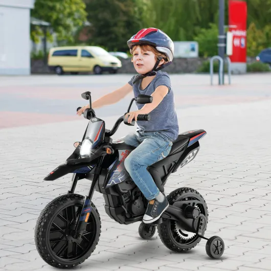 Aprilia Licensed Kids Ride On Motorcycle with 2 Training Wheels-Navy