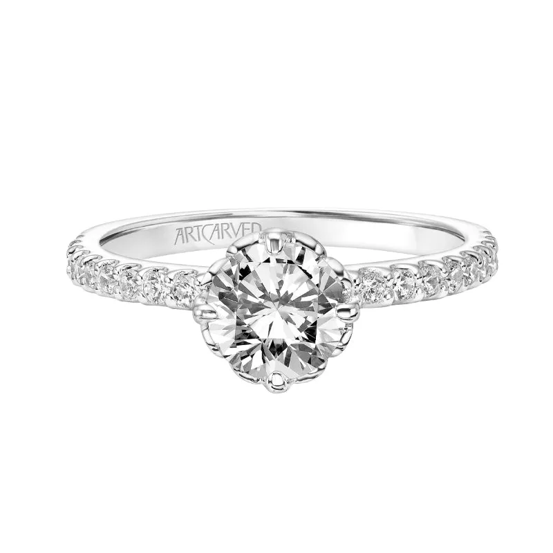 Artcarved Bridal Mounted with CZ Center Classic Diamond Engagement Ring Marsha 14K White Gold