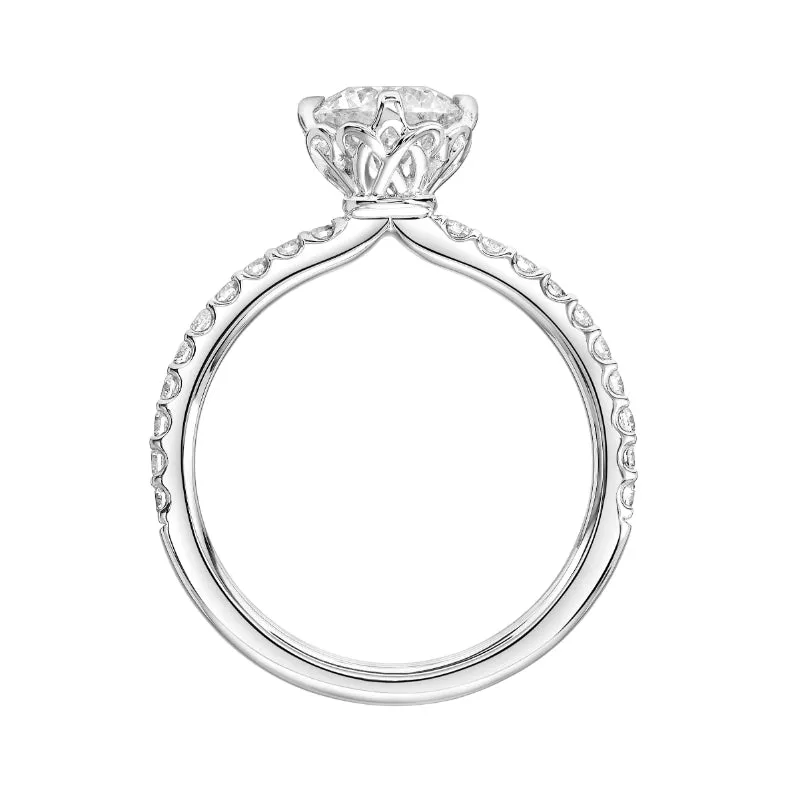 Artcarved Bridal Mounted with CZ Center Classic Diamond Engagement Ring Marsha 14K White Gold
