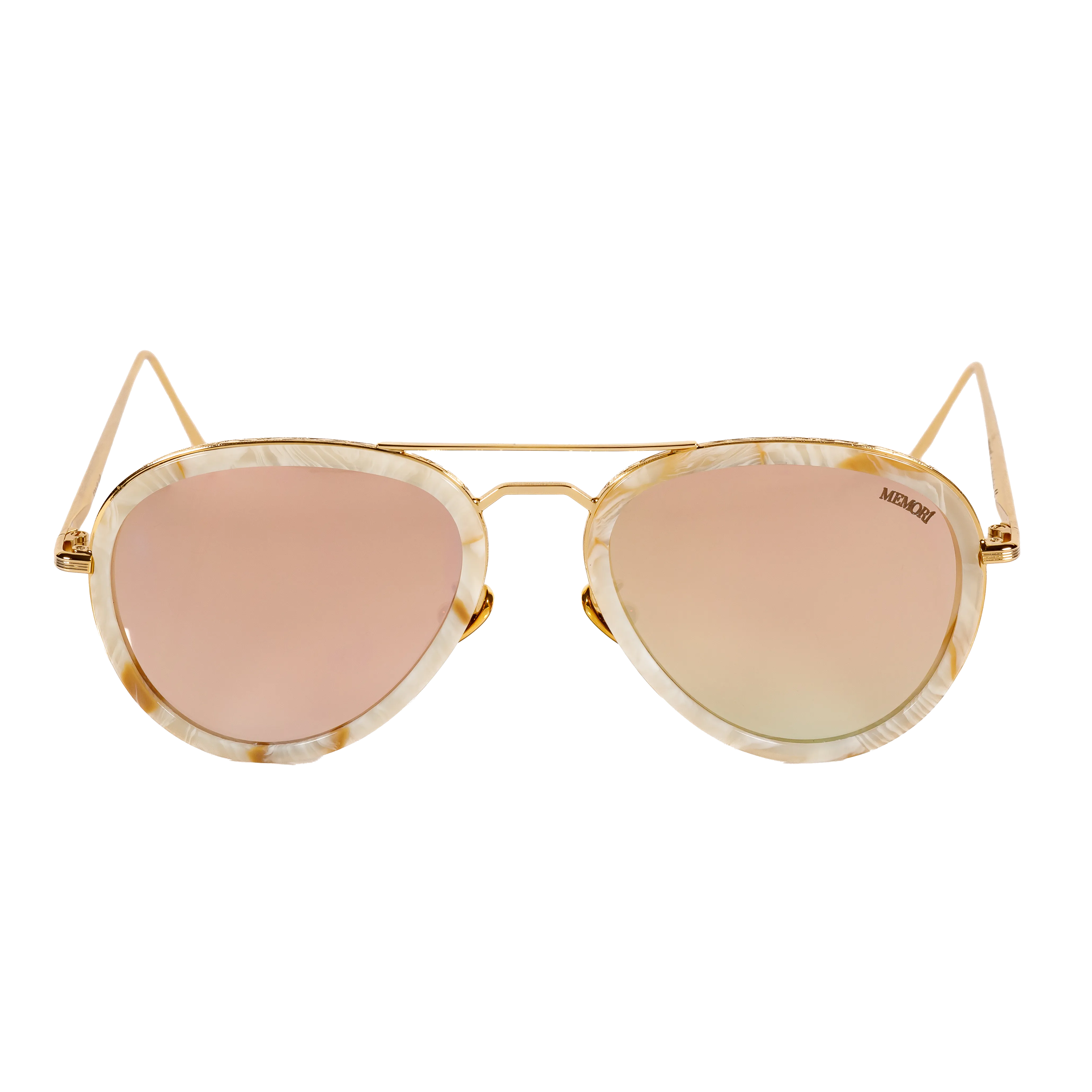 Aviator Sunglasses - Gold with mirrored lenses