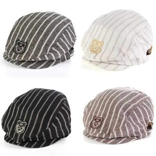 Baby Infant Boy Stripe Autumn Beret Cap Casual Peaked Baseball Hat
