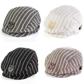 Baby Infant Boy Stripe Autumn Beret Cap Casual Peaked Baseball Hat