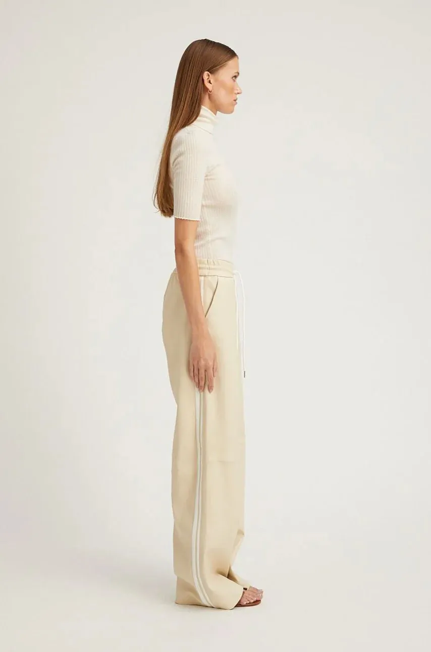 Baggy Athletic Leather Pants - Alabaster