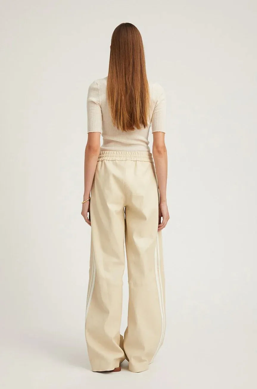 Baggy Athletic Leather Pants - Alabaster