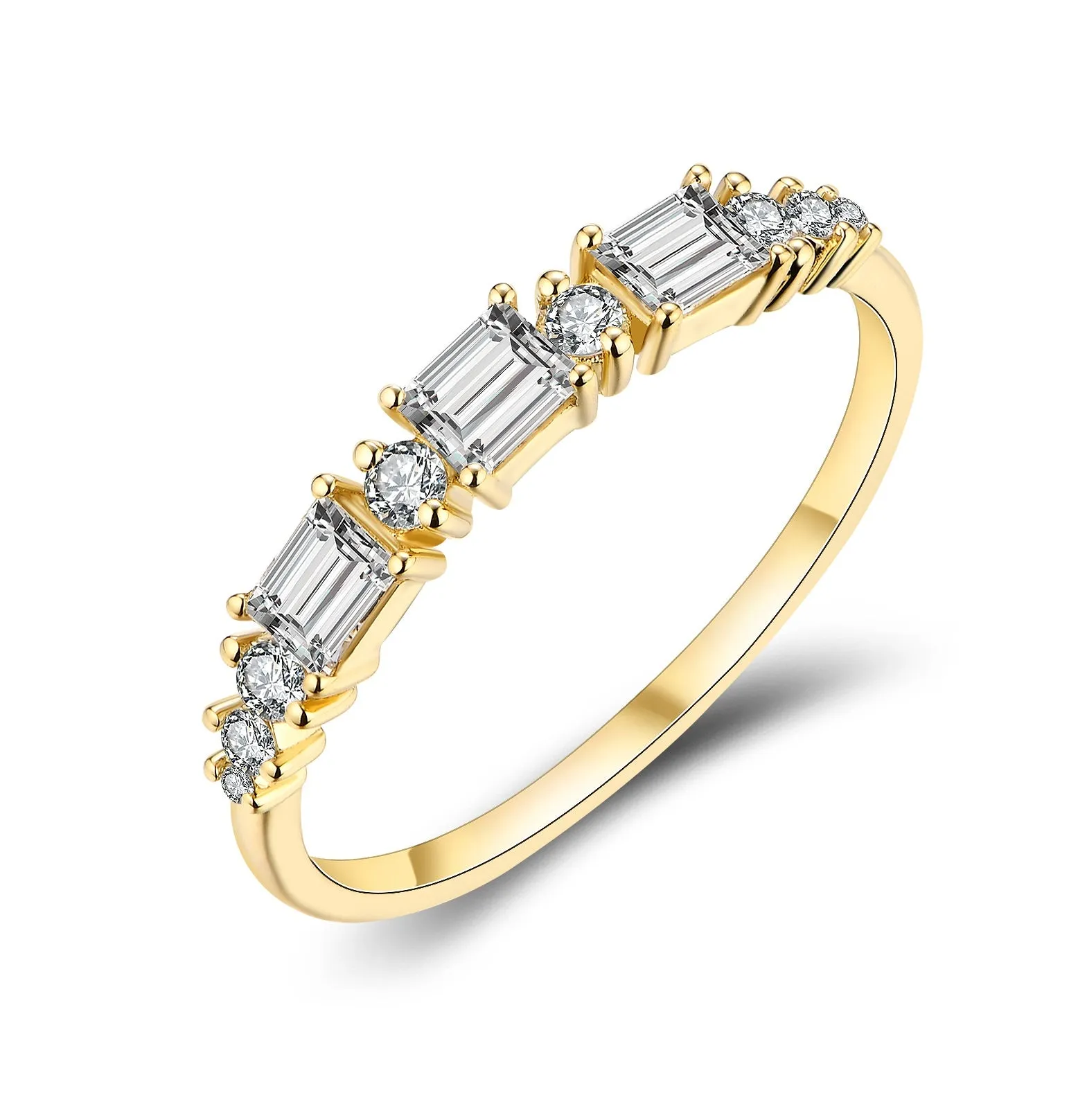 Baguette and Round Diamond Half Eternity Ring