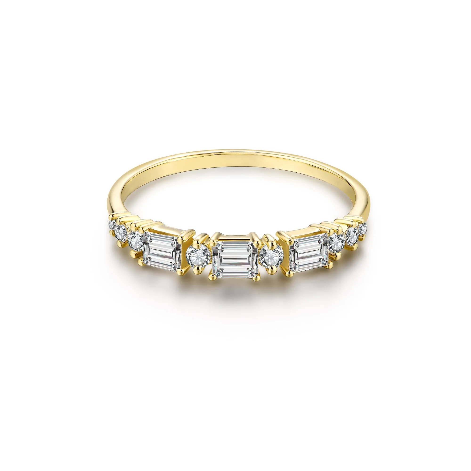 Baguette and Round Diamond Half Eternity Ring