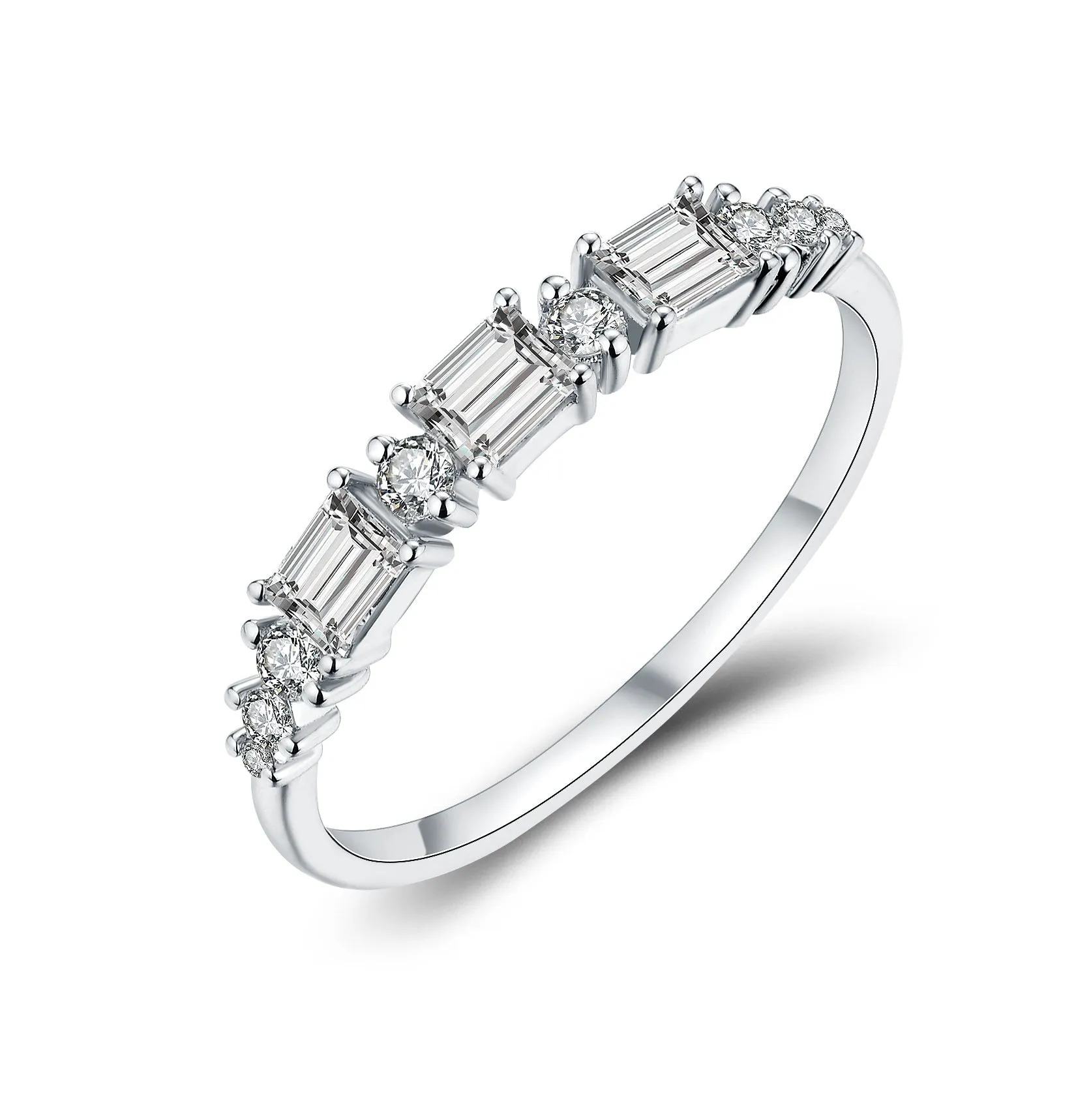 Baguette and Round Diamond Half Eternity Ring