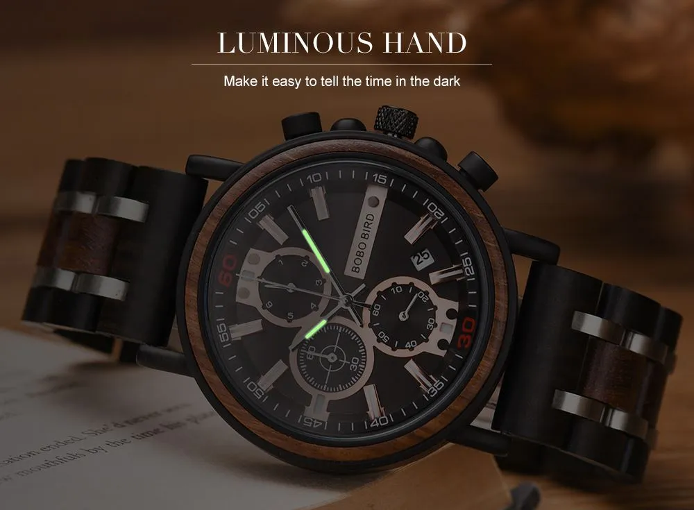 BBWood™ Men's Genuine Wooden Chronograph Watch