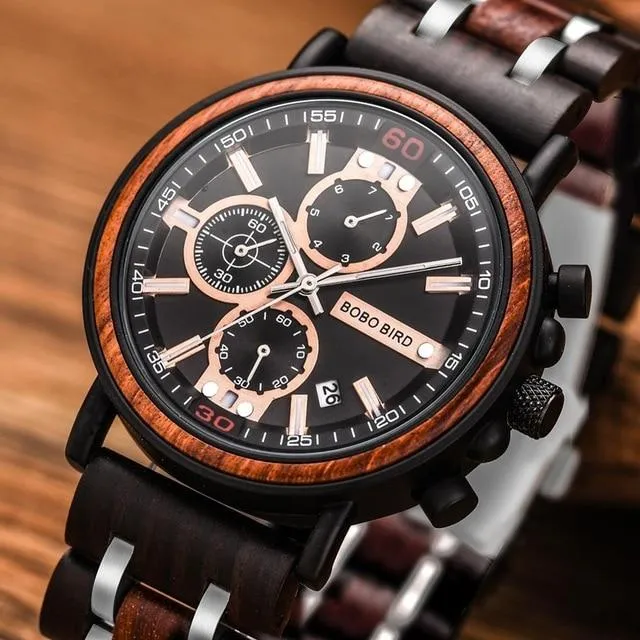BBWood™ Men's Genuine Wooden Chronograph Watch